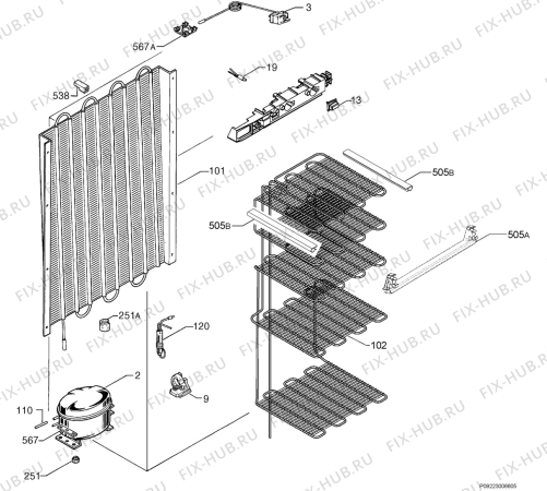 Взрыв-схема холодильника Privileg 893467_41216 - Схема узла Cooling system 017